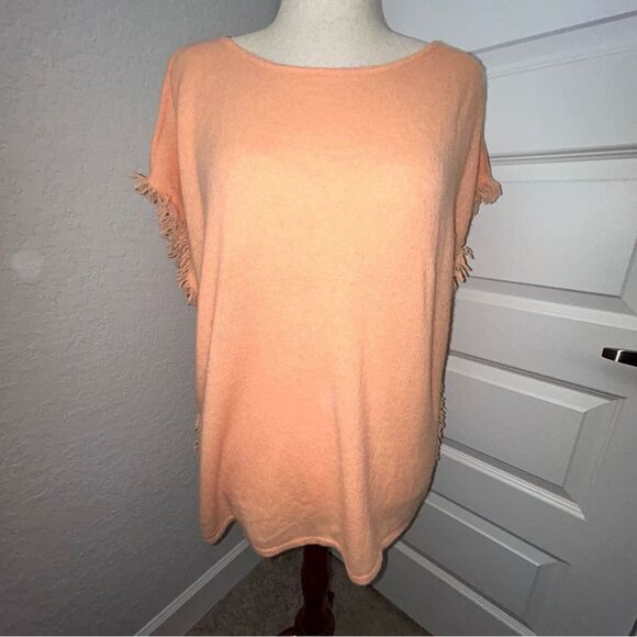 Lilly Pulitzer Sandra Open Shoulder Fringe Kimono Tunic Cashmere Sweater - Picture 1 of 8